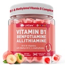 Vitamin B1 & metylert vitamin B-komplekser - alle B-vitaminer, Benfotiamin, Thiamin & Inositol, Metylert B1 B2 B6 Multivitaminer, L-metylfolat, Metyl B12 for Nerve Kognisjonsenergi, 60 Cts