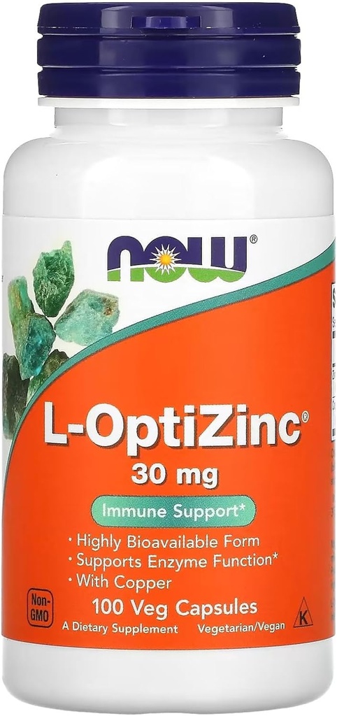 Nå Matvarer: L-Optizinc Immune Support 30 mg, 100 Caps (2 pakke)