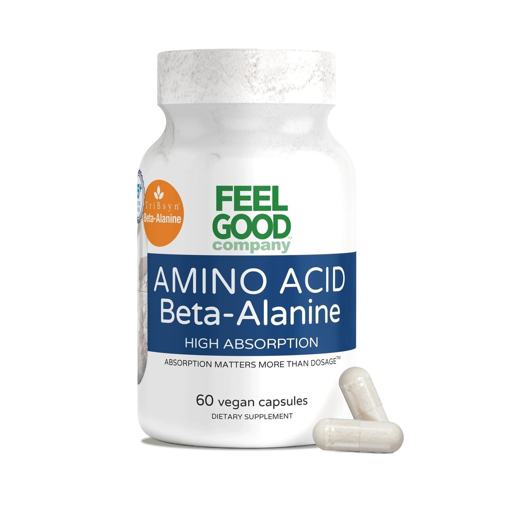 FeelGood Superfoods Beta-Alanine Kapsler - Aminosyre Pre Workout Supplement - 3200mg Beta-Alanine Per Serving- Muscle Endurance & Workout ytelsesstøtte - høy absorpsjon - 30 Services