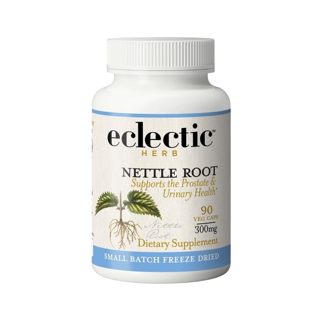 Eklektisk urt - Nettle Root Capsules | Prostate, Urin Tract og mannlig helse støtte | Vegan, ikke-GMO, Glutenfri, Fryse-Dried (90 CT | 250 mg)