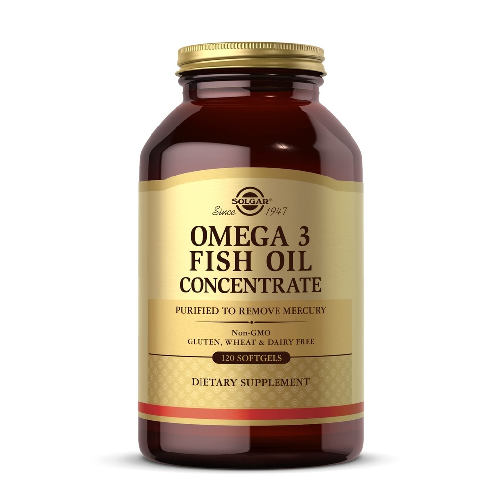 Solgar Omega-3 Fiskeoljekonsentrat - 120 Softgels - Støtte for felles og metabolsk helse - Glutenfri, ikke-GMO, Dairy Free - 60 Services