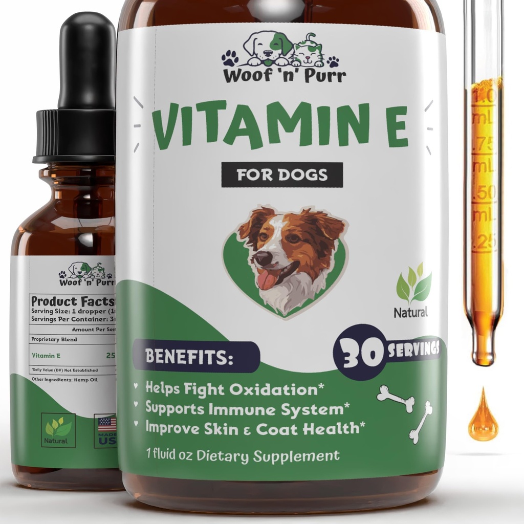 vitamin E for hund - vitamin E hund - vitamin E for hund - hundevitamin E - vitamin E kanin - vitamin E Supplement for hunder - vitamin E olje hund - hund vitaminer - hund immunologisk støtte - 1 fl oz