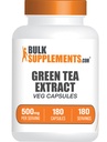BulkSupplements.com Grønn Te Ekstrakt Kapsler - Grønn Te Supplement, Grønn Te Ekstrakt 500 mg, Grønn Te Piller - Vegansk & Glutenfri, 1 Kapsel per servering, 180 Veg Kapsler (Pack of 1)