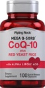 Piping Rock CoQ10 med rød yeast ris | 100 kapsler | med Alpha Lipoic Acid | Ikke-GMO, Glutenfri Supplement