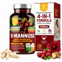 Antall ett ernærings Premium D Mannose Supplement for kvinner og menn [Max styrke, 1350MG] Naturlig D-Mannose med Cranberry, Hibiscus og Dandelion for urinveistrakt helse, 120 teller