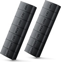 Stor Pill Organizer 2 Pack, Easy-Open Weekly Pill Organizer, XL Daily Pill Organizers, 7 dagers medisin Pill Organizers, medisin Box 7 dager for store vitamin kosttilskudd (Dobbelt svart)