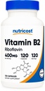 Nutricost vitamin B2 (Riboflavin) 400 mg, 120 kapsler - Glutenfri, Ikke-GMO