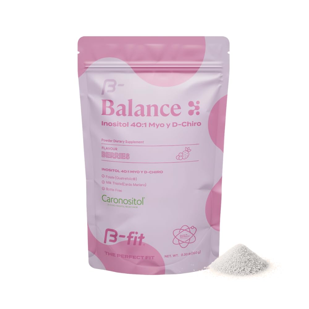 Inositol Balance 150g - Inositol 40:1 Myo & D-Chiro - pulverisert mattilskudd - Berry Flavor - Folinsyre - Ingen tilsetningsmidler - 100% ren - Flaske Gratis