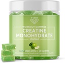 FIOR Kreatin Gummy - Beste kreatinin Monohydrat Chewable, 60 greve, trening og protein Supplement, Kognitiv forbedring, Sour Green Apple Flavor, 30 Services