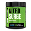 Jacked Factory NITROSURGE Pre Workout Supplement - Energiforsterkning, øyeblikkelig styrke gevinster, klar fokus og intense pumper - Ingen booster og kraftig preworkout energi pulver - 30 serveringer, blå bringebær