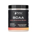 RAW Synergier BCAA Powder – Vegan 2:1:1 Aminosyrer med L-Glutamin – Muskelgjenvinning, utholdenhet og hydrasjon støtte – Sour Peach Ringer, 30 serveringer