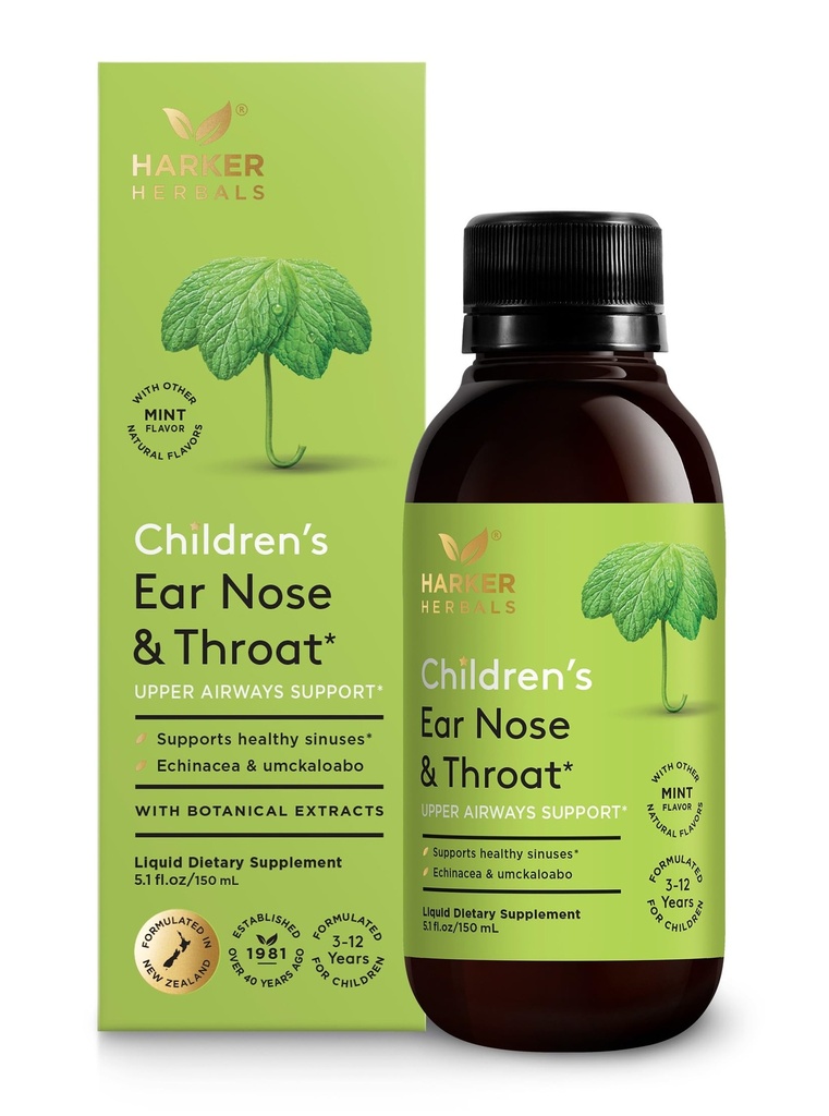 Barneøre Nese & Throat Syrup, Herbal Formula for Sinuses & Seasonal Wellness Inkluderer Echinacea, Pelargonium & Elderflower, Plantebasert - 5.1 Fl oz (30 Serveringer)