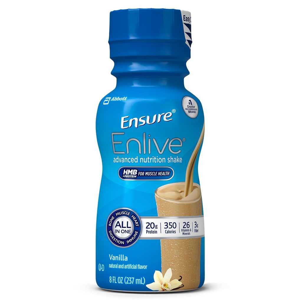 Sikre Enlive Meal Replacement Shake, 20g Protein, 350 kalorier, Advanced Nutrition Protein Shake, Vanilla, 8 Fl Oz (pakke med 4)
