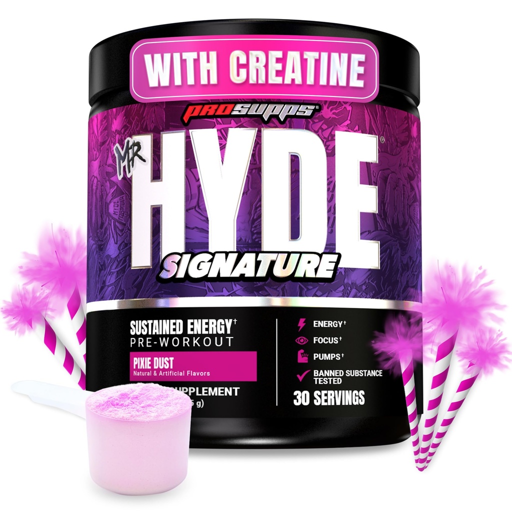 PROSUPPS Mr. Hyde Signature Pre Trening pulver med kreatin, Beta Alanine og kaffe - ytelse, energi og utholdenhet - Clean Fitness & Gym kosttilskudd for menn og kvinner (Pixie Støv, 30 serveringer)