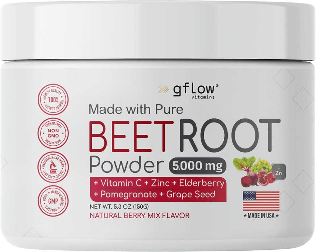 Beet Root Powder - Nitric Oxid Boost og hjerte helse - ikke-GMO Superfood Supplement - Naturlig Berry Mix Flavor, 30 Serveringer