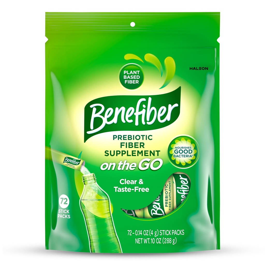 Benefiber på Go Prebiotiske Fiber Supplement pulver for digestiv helse, daglig fiber, uflavorert - 72 Sticks