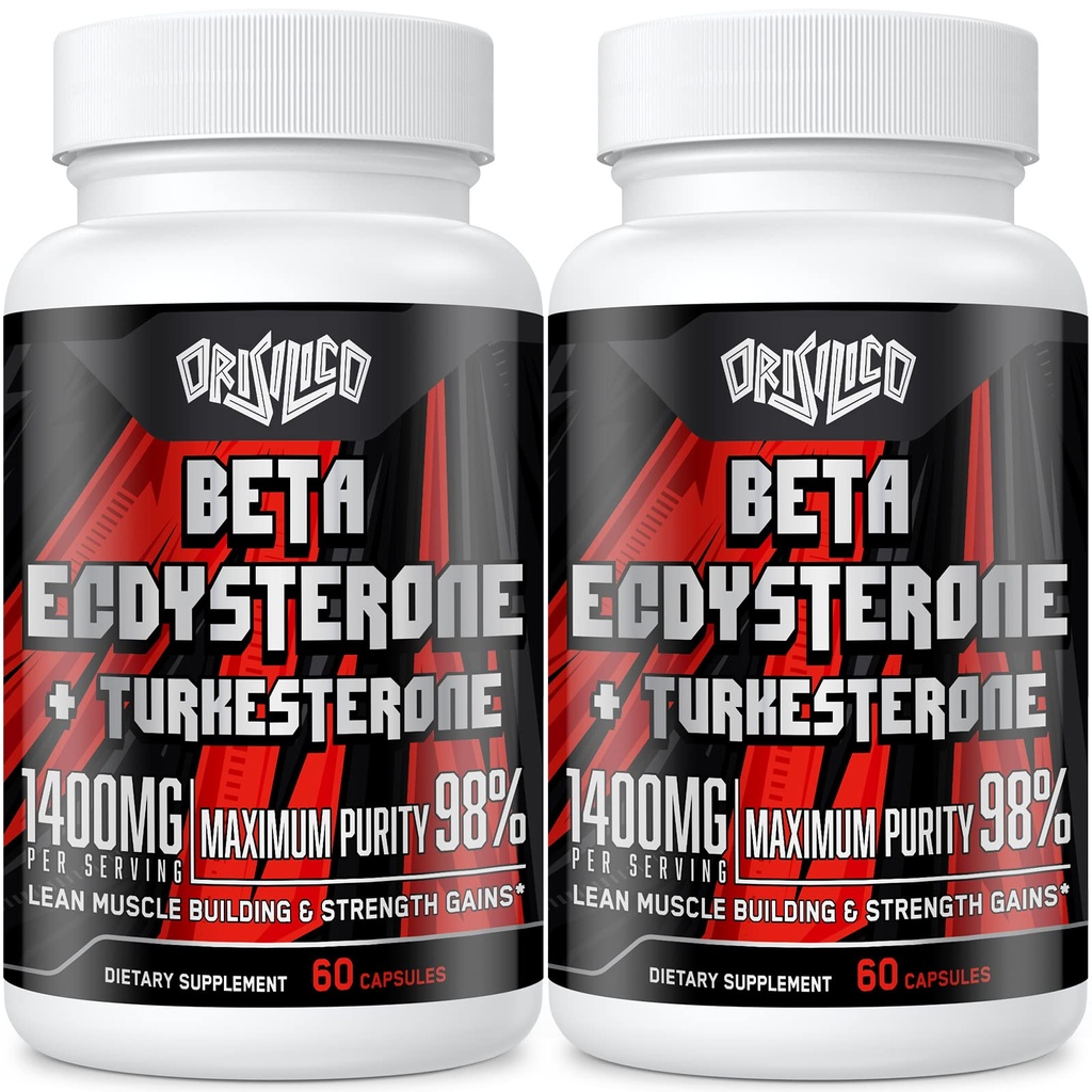 1400 mg Beta Ekdysteron og Turkesteron kosttilskudd, maximert 98% Beta Ekdysteron og 20% Turkesteron ekstrakt for muskelmasse, styrke, proteinsyntese, 120 kapsler