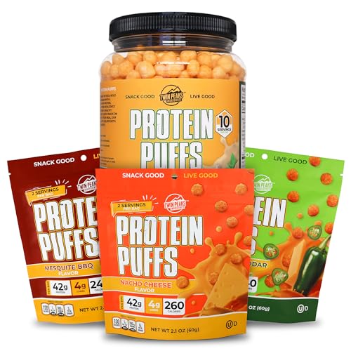 Twin Peaks Low Carb, Keto Vennlig Protein Puffs, hvitløk Parmesan (300g, 21g Protein, 2g Carbs) + Twin Peaks Ingredienser Lav carb, Keto Vennlig Protein Puffs, (Variasjonspakke, 2.1 Ounce), 2 Services,