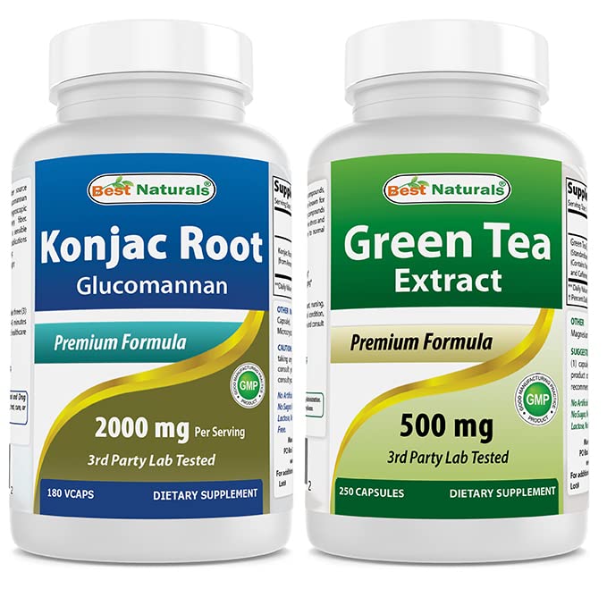 Konjac Glucomannan Root 2000 mg & grønn te ekstrakt 500 mg