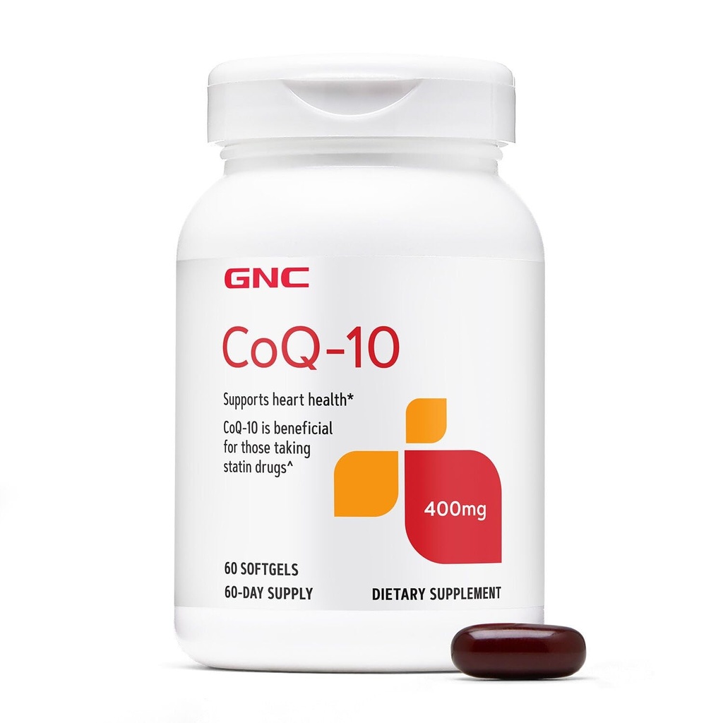 GNC CoQ-10 400mg - hjertehelse & cellulær energi støtte kosttilskudd - Antioksidant for sunn kardiovaskulær system - lett å svelge Softgels - Glutenfri - 60 greve (60 serveringer)