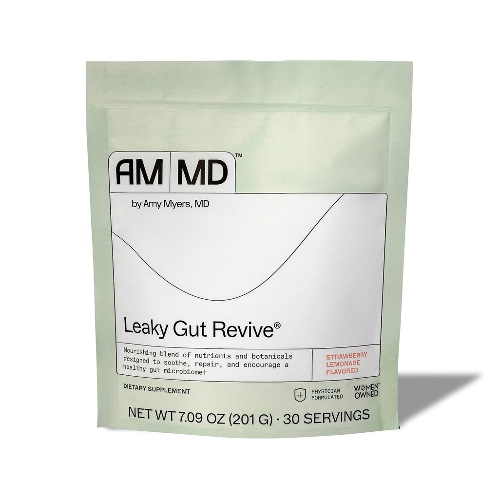 Amy Myers MD Leaky Gut Revive - Glutenfri og ikke-dairy - Botanisk blanding for sunn Gut Support - GI helsestøtte med prebiotiske fiber - Strawberry Lemonade, 7,09 oz (30 Serveringer)