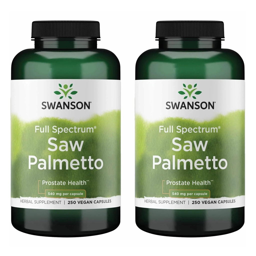 Swanson så Palmetto - Herbal Supplement å fremme mannlig prostata helsestøtte - naturlig hårtilskudd og urin helsestøtte (540 mg 250 kapsler) (2 pakke)