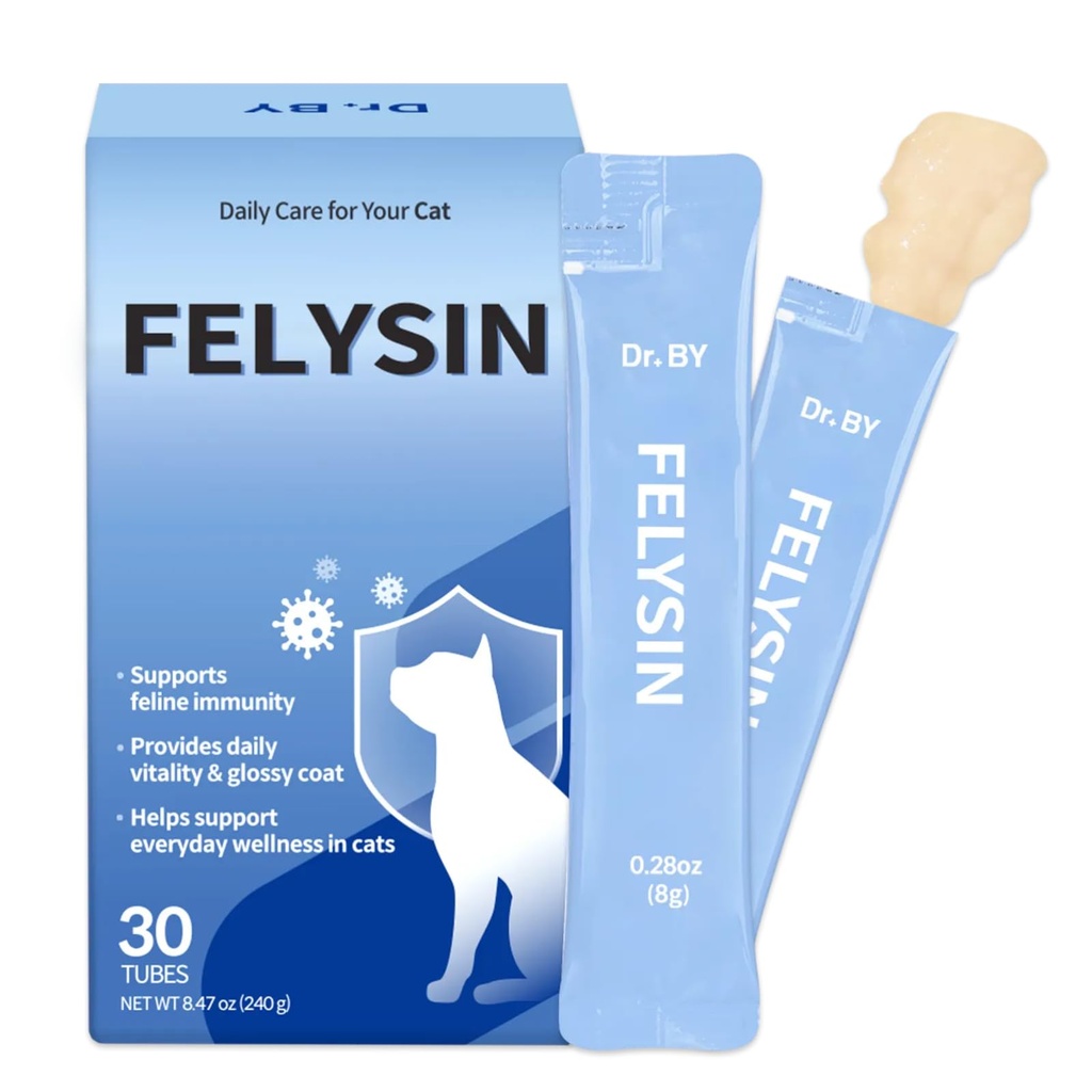 Doktor ved FELYSIN L-Lysine for katter Lickable Immune Support Supplement Allergy Relief, Sneezing, Runny Nese, kalde, vannige øyne pustende helse med Beta-Glucan & Taurin – 30 Individuelt pakket