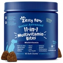 Zesty Paws Senior Dog Multivitamin Treats - Glucosamine for hund + Digestive Enzymer & Probiotika - Grain Gratis Hundevitaminer og kosttilskudd for hud & Coat + Immune Helse Kylling - Avansert - 90ct