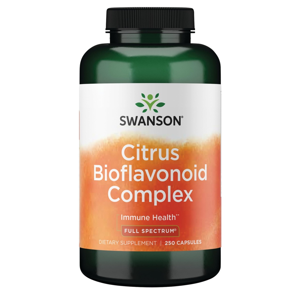 Swanson Full Spectrum Citrus Bioflavonoid Complex - Hjelper Vitamin C Absorpsjon og fremmer immunhelse - Standardisert til 50% Bitter Orange Bioflavonoids - (250 kapsler) 1 Pakke