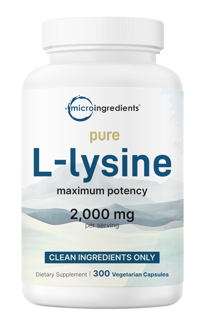 Ren L-Lysine 2.000mg, 300 Veggie Capsules | Maksimal potens, lett absorbert, gratis skjema | essensiell Aminosyre for kollagen, leppe, & immunstøtte | Rene ingredienser uten fyllstoffer