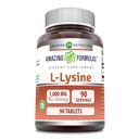 Amazing Formler L-Lysine 1000mg Aminosyre Tabletter Supplement | Ikke-GMO | Glutenfri | laget i USA (90 greve)