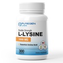 Puregen Labs L-Lysine Extra Styrke 1000 MG per tablett - 300 Serveringer høy styrke, immun- og kollagensyntesestøtte, ikke-GMO, NO Gluten og Dairy - 300 tabletter