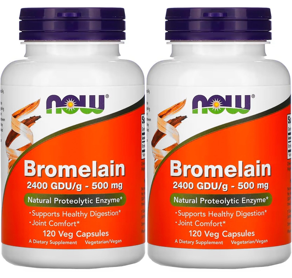 Nå Mat Bromelain 2400Gdu/500mg, 120 Veg Kapsler (pakke på 2)