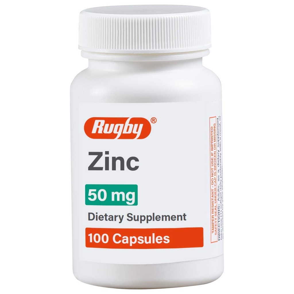 Rugby Zink 50 mg, 100 Count Capsules
