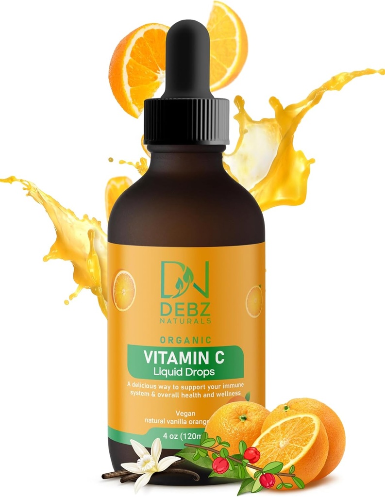 Organisk flytende vitamin C Drops - Immun støtte Supplement - Vegan - Laget i USA - 4 oz - Beleilig - Tastig