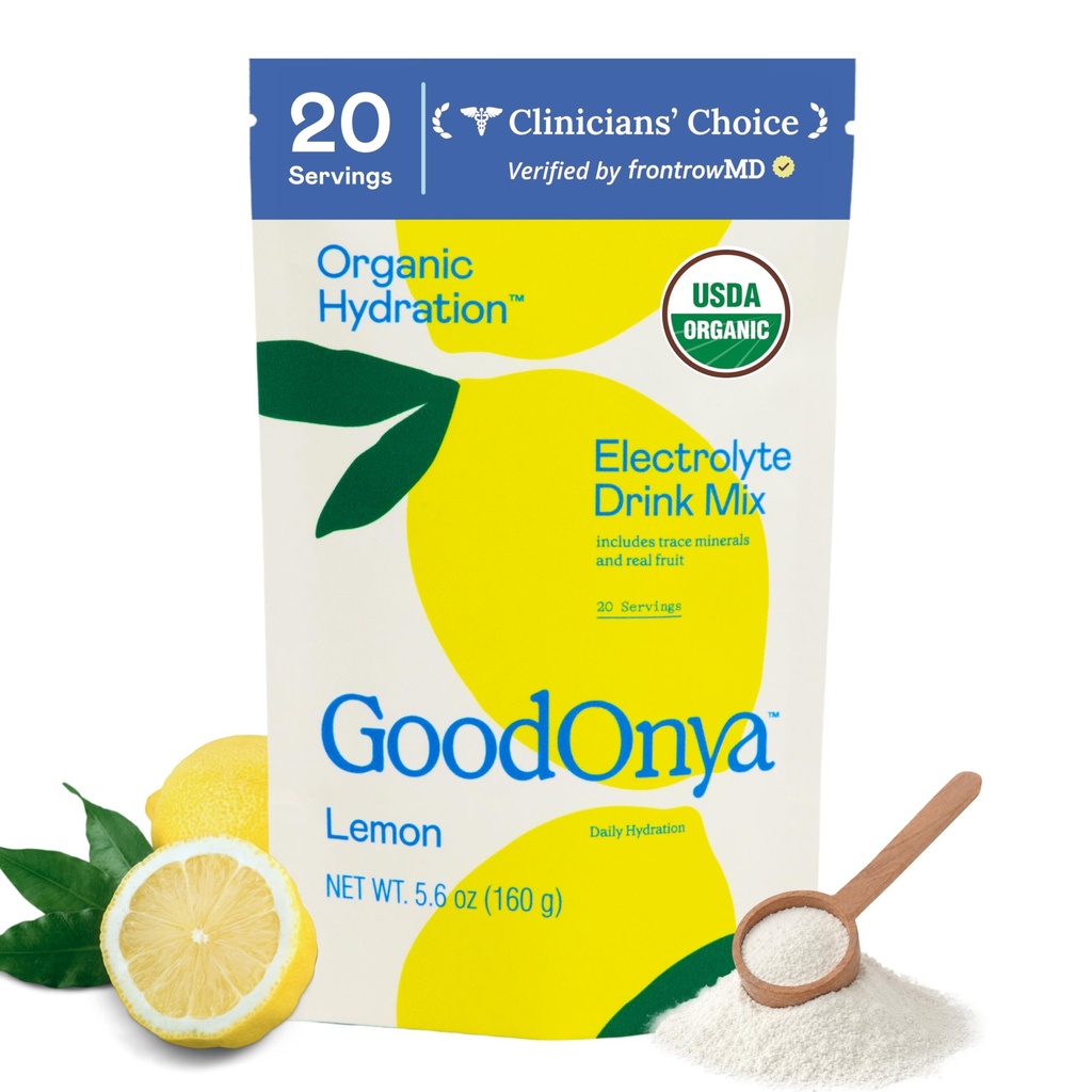 GODONYA Organic Hydration Electrolyte Drink Mix, Certified Organic Hydration Powder, Ikke-GMO, Biosjekket Glyfosatfri, Lavt sukker, Lemonade Flavor, Ingen kunstige Flavors, 20 serveringer