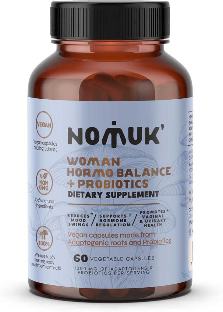 Hormo Balance + probiotika for kvinner, kosttilskudd med Shatavari rooot, Maca Schisandra & Ginseng Extract, probiotika for digestiv, immun helse 60 kapsler