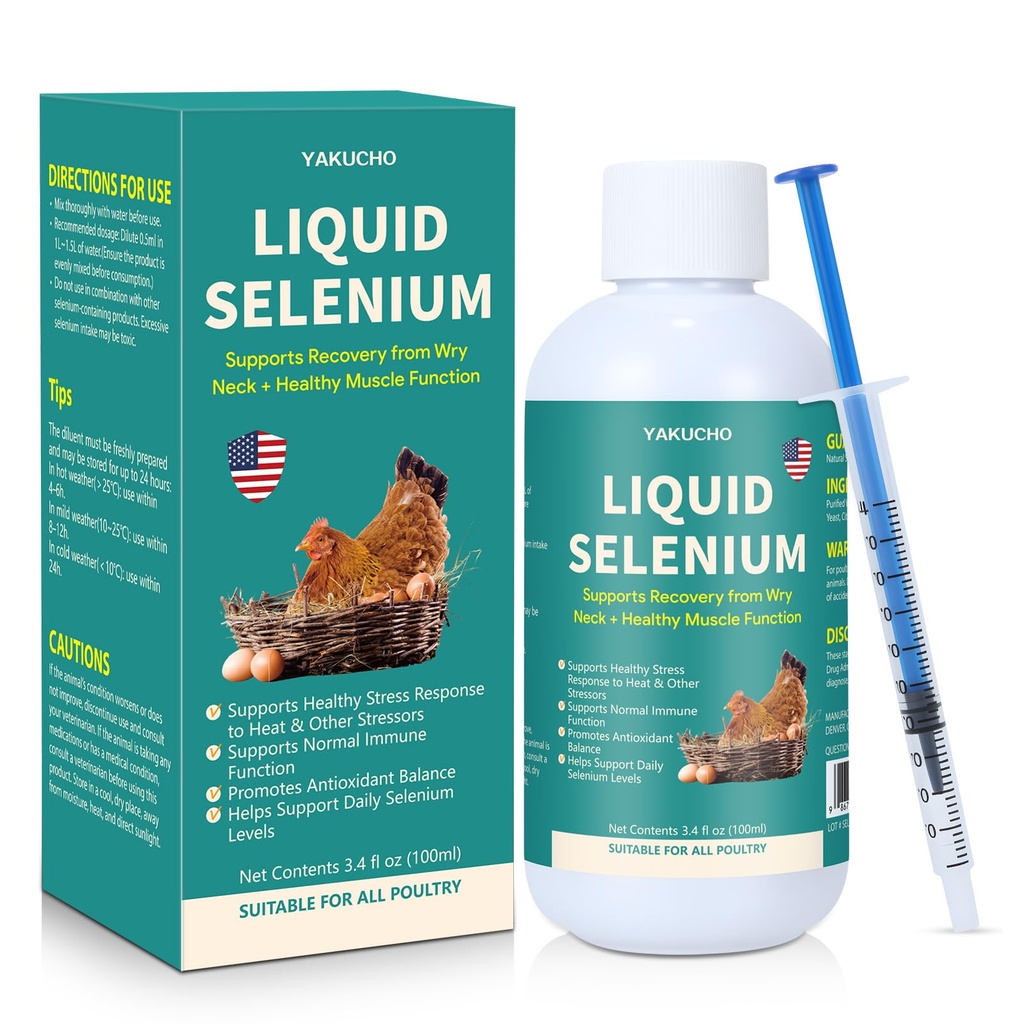 Væske Selenium for Poultry støtter muskelfunksjon Stress respons immunbalanse antioksidant støtte egnet for alle Poultry 3.4 fl oz