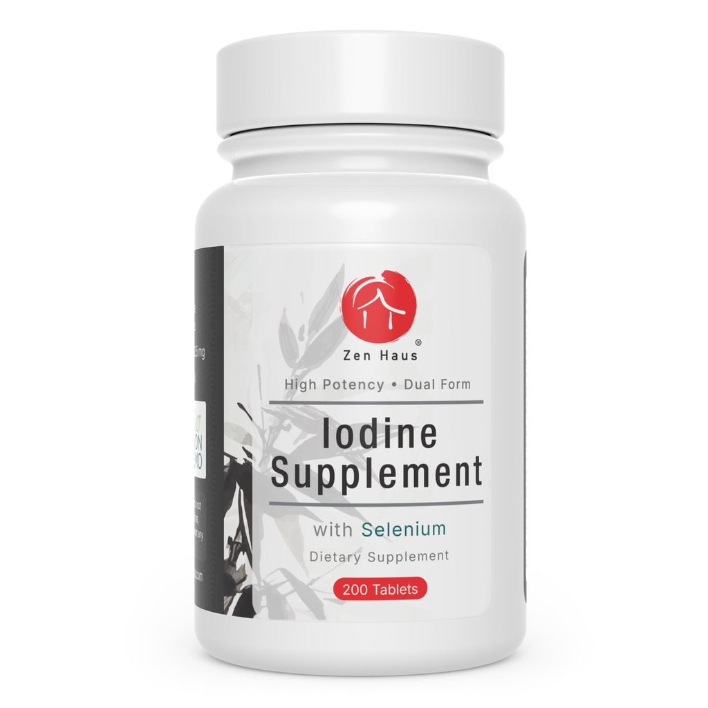 Zen Haus 12,5 mg med Selenium (som selenometionin) og mer - 200 tabletter - Thyroid Plus immunstøtte - høy potens jodintabletter - Sammenlign med Lugols jodinpiller