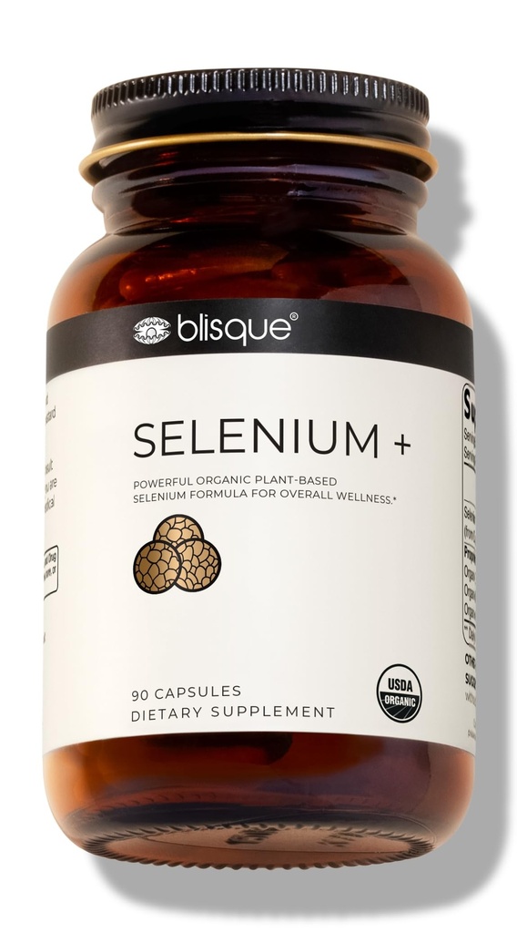 Blisque - Økologisk Selenium for Thyroid Support, Immunsystem og hjertehelse | med organiske mustarde frø | Autentiske og naturlige | 90 kapsler