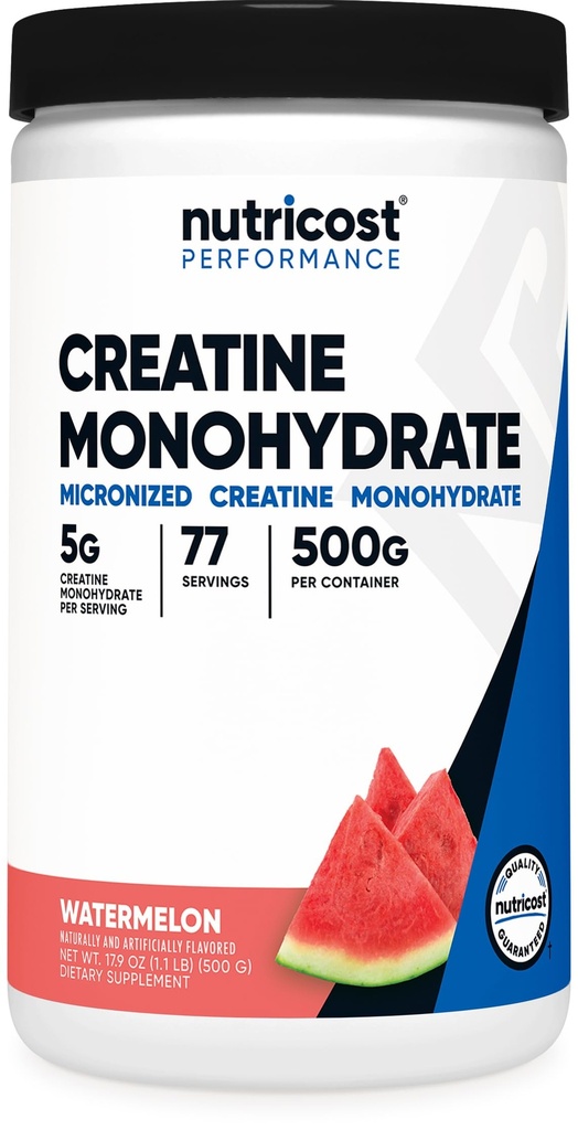 Nutricost Kreatin Monohydrat pulver (Watermelon, 500 gram) - Mikronisert Kreatin Supplement - Vegan, ikke-GMO, Glutenfri