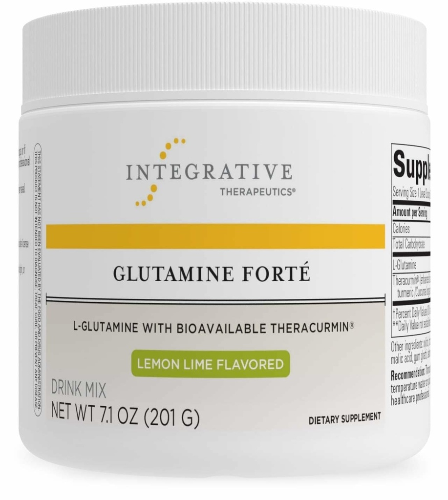 Integrative terapeutics Glutamine Forté - Daglig Helse Supplement* - Gut Support Drink Mix * - Vegan, Glutenfri & Dairy-Free - Lemon Lime Flavored - 7.1 oz (30 Serveringer)