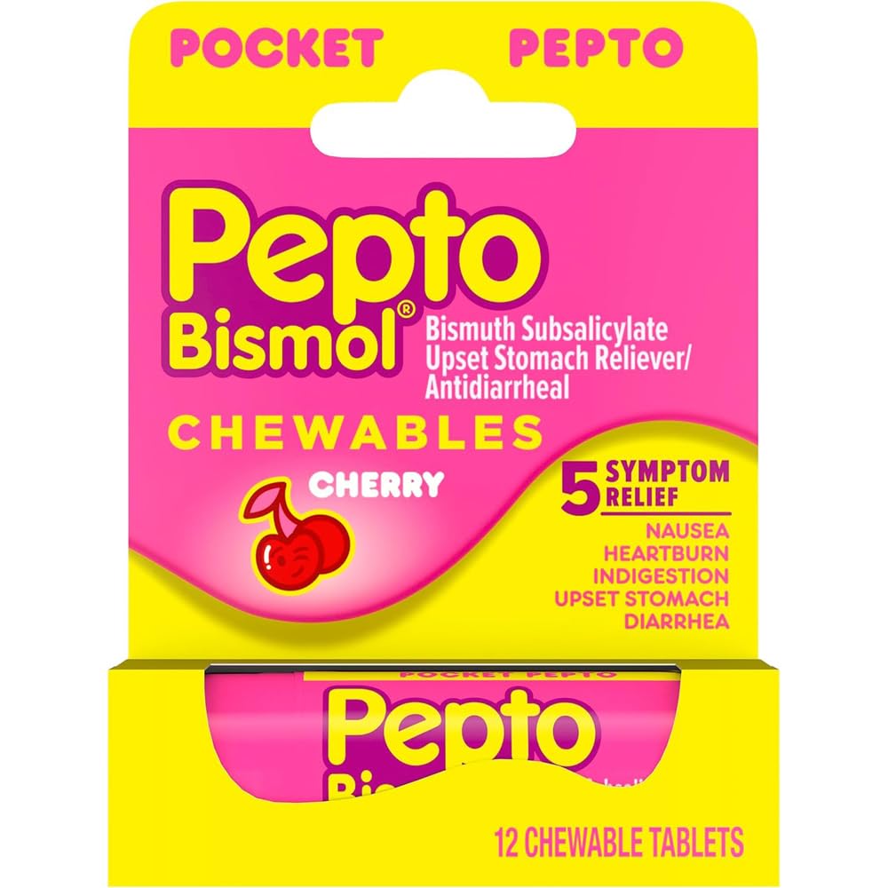 Pepto å gå Chrry Chew 12 Størrelse 12ct Pepto å gå Cherry Chewable 12ct