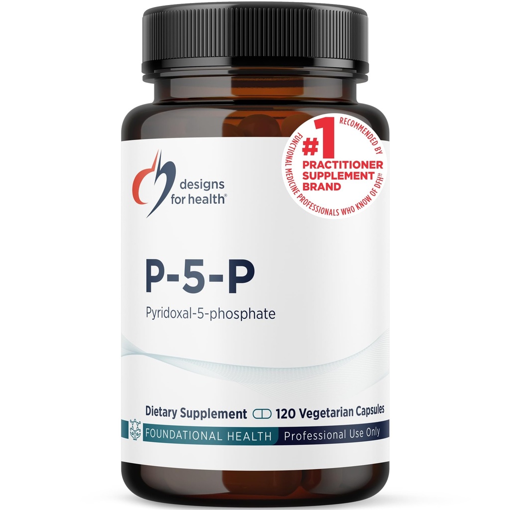 Designs for Helse P-5-P - 50 mg vitamin B6 (P5P Pyridoxal-5-fosfat) Supplement - Ikke-GMO, Vegan B-6 (120 kapsler)