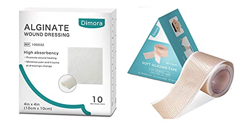 Dimora Kalsium Alginate Sår Dressing & Myk Vanntett Silikon Tape med Easy Tear Design