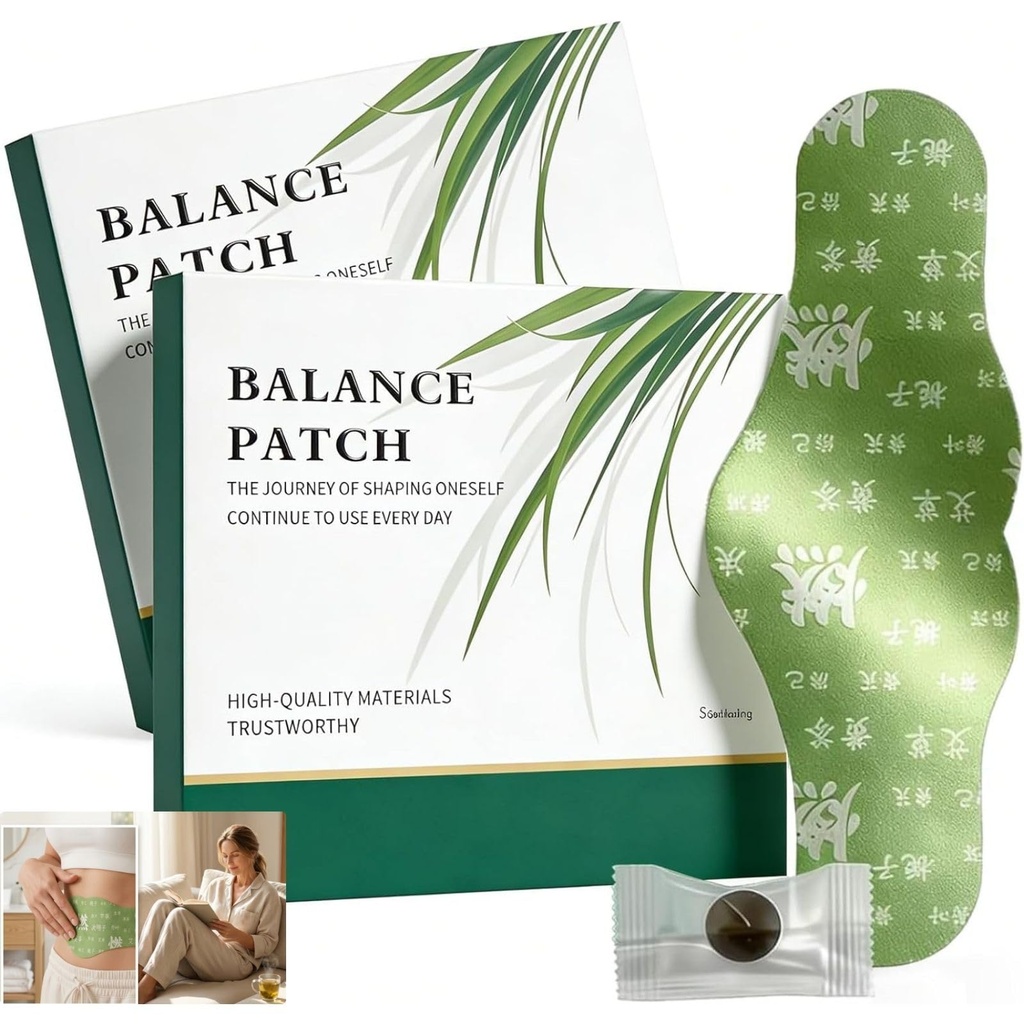2 bokser Balance Patch, japanske urte mageplaster med plantebaserte ingredienser, fremmer buksekomfort, ikke-irriterende og komfortable klesmerke, enkel emnebruk (10 patches)