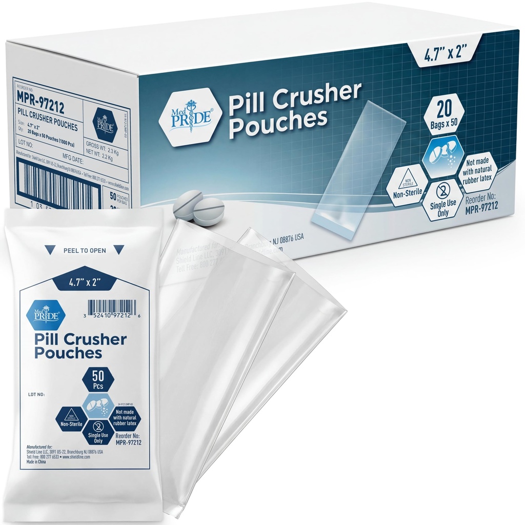 Med PRIDE Pill Crusher 4,7 \"x2 ' 'Pouches\" - Pakke med 1000 disponerbare medisin Crushers - Medisinsk Grade Clear Tablet Crushing Vesker for enkel forbruk med null avfall