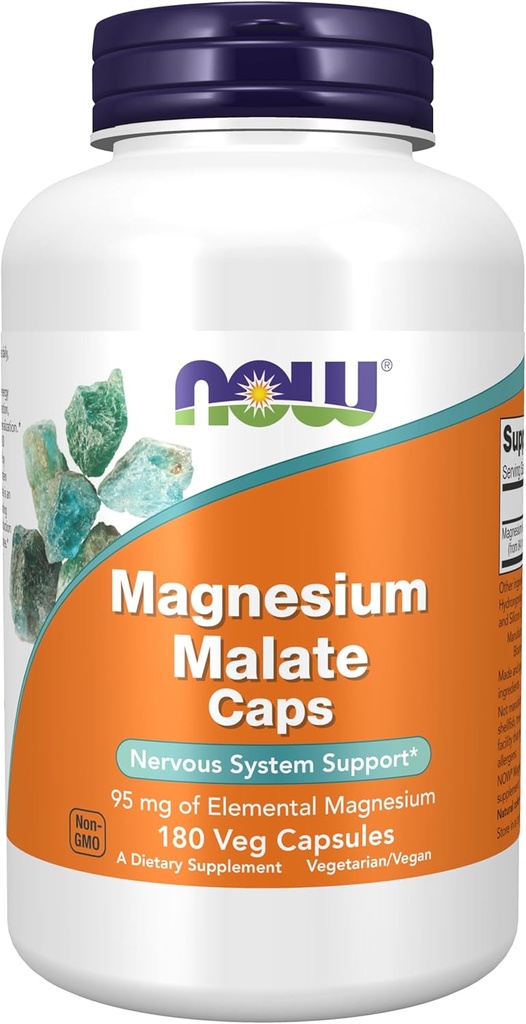 NU Mattilskudd, magnesiummale Caps med 95 mg elementært magnesium, nervesystem støtte*, 180 Veg Kapsler