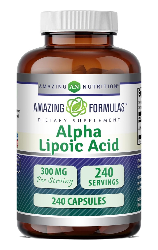 Amazing Formler Alpha Lipoic Acid 300 mg Kapsler Supplement | Ikke-GMO | Glutenfri | laget i USA (240 Count)