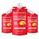 Designer wellness protein smoothie, ekte frukt, 12g protein, lav karbohydrat, null tilsatt sukker, glutenfri, ikke-GMO, ingen kunstige farger eller flavors, jordbær banan, 12 greve